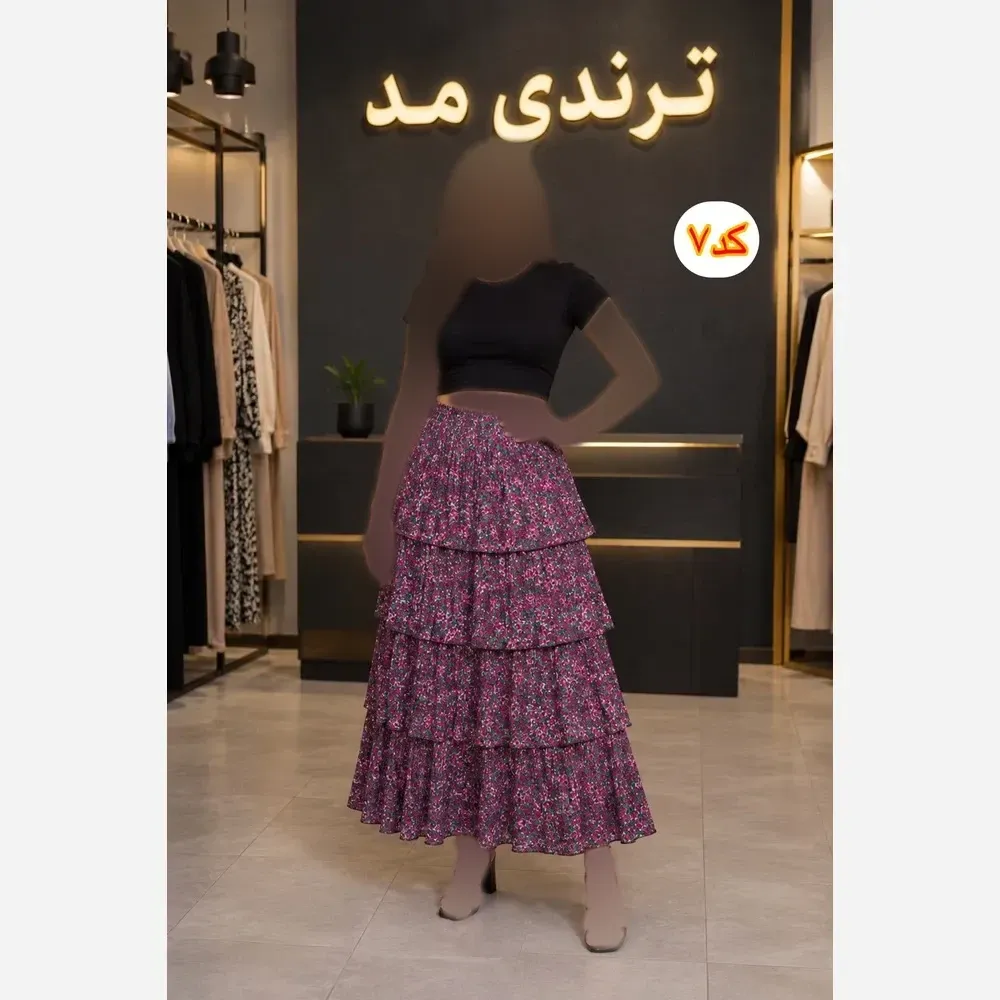 دامن طبقه ایی زنانه سبک و خنک فری سایز مناسب چهار فصل