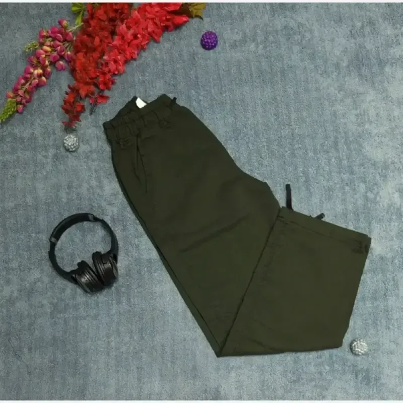 شلوار بگ دوحالته کتان نیل پنبه زنانه دمپا گت و اسلش کمر کش سایزبندیxlتا4xl