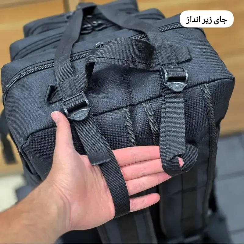 کوله پشتی تاکتیکال برزنتی جادار با جای لپ تاپ و کمربند شکمی