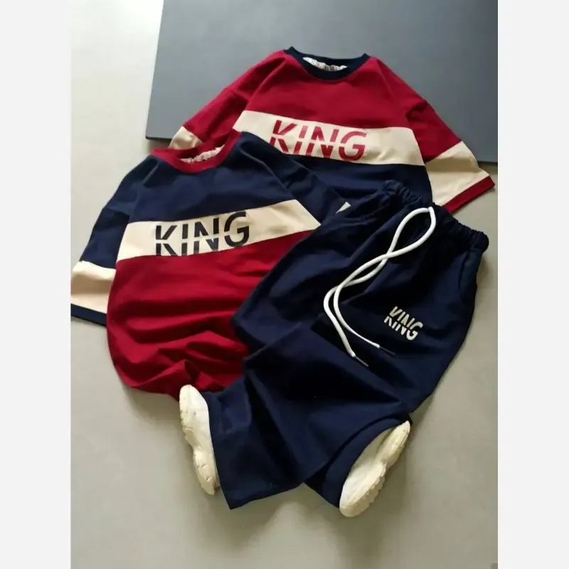 ست تیشرت و شلوار نوجوان طرح کینگ پنبهای سایز 55 تا 70