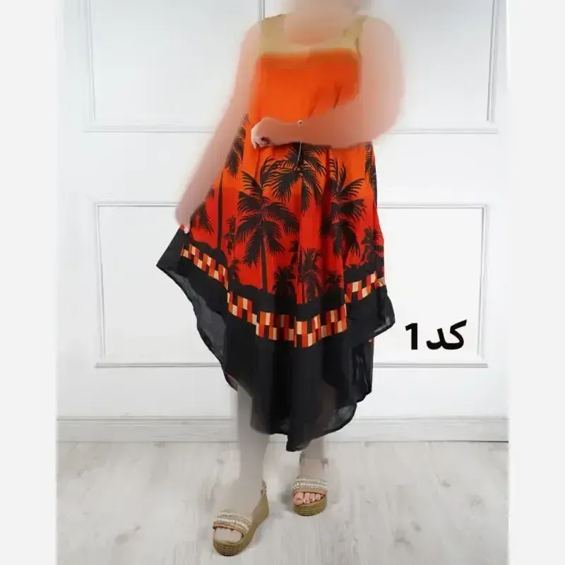 سارافون نخی هندی لطیف و سبک فری سایز مناسب تابستان زنانه