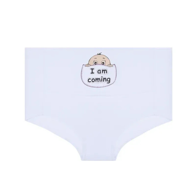 شورت بارداری زنانه نارین طرح نینی I Am Coming فری سایز کتان نخی فاق بلند