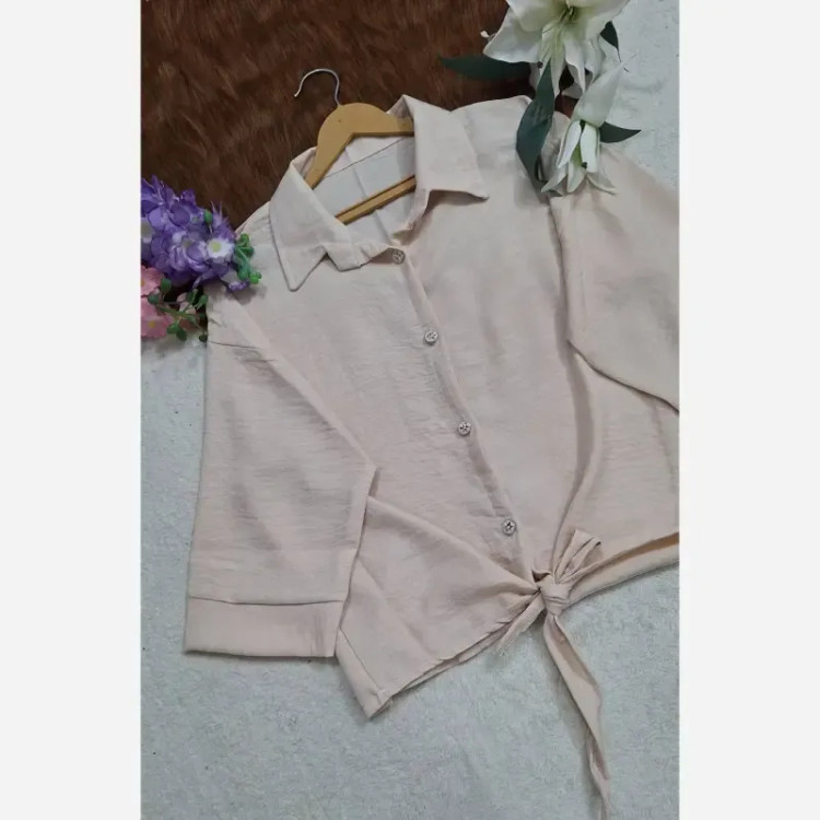 شومیز گره ای سوپر شانتون گرم بالا آستی پاکتی کیمونو فری سایز