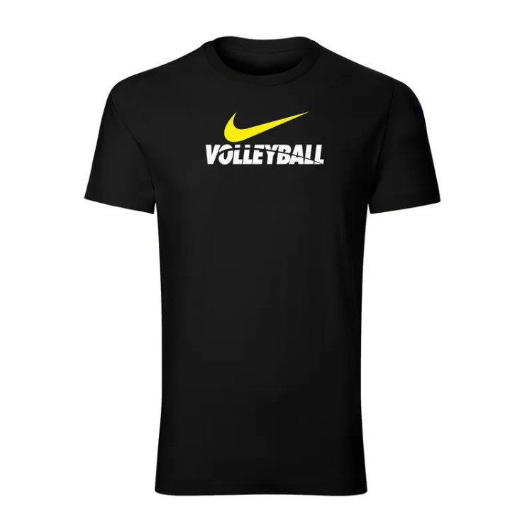 تیشرت آستین کوتاه مردانه مدل والیبال مشکی جنس نخ یقه گرد