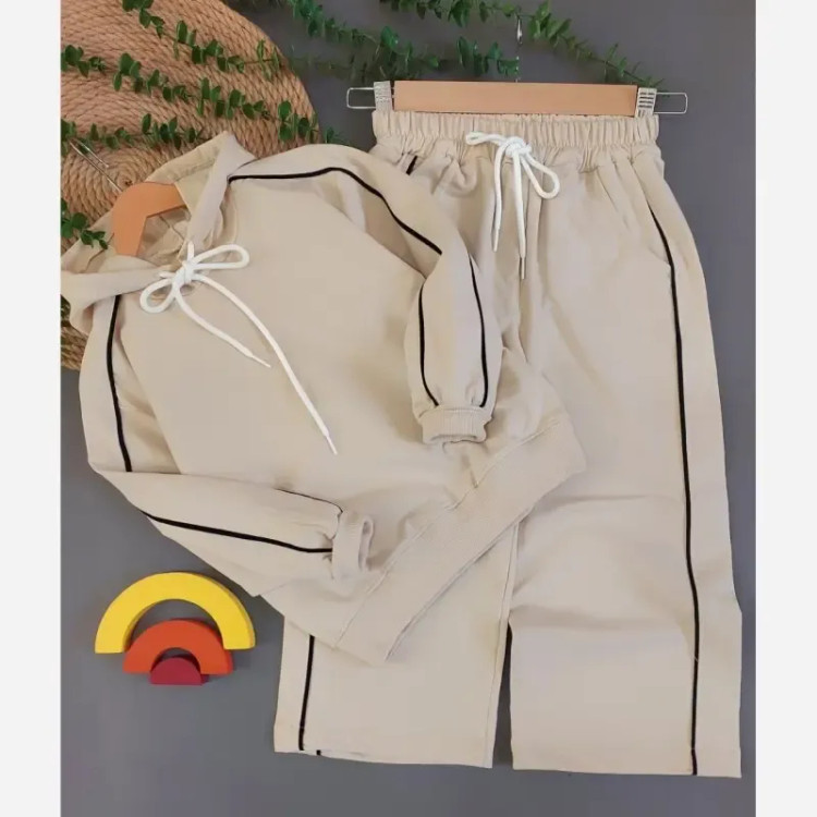 ست هودی شلوار پاییزه بچگانه دورس پنبه لاکرا دار مدل مهشید