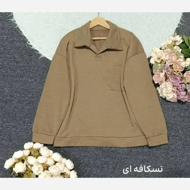 دورس یقه دار اسپرت زنانه پنبه تو کرکی جیب دار فری سایز