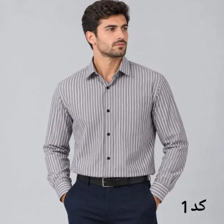 پیراهن آستین بلند مردانه راه راه قواره آزاد جیب دار بنگال کشی