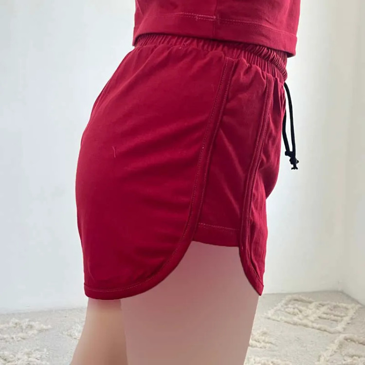 شورتک اسپرت دخترانه نخ پنبه بنددار فري سایز